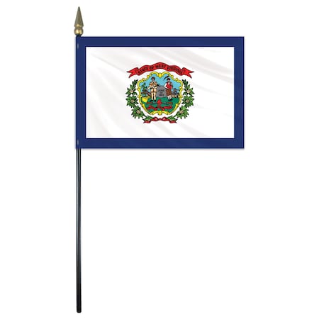 Global Flags Unlimited West Virginia Stick Flag 4"x6" E Gloss 200705